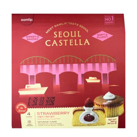 Samlip Seoul Castella Sponge Cake Strawberry 90g*4